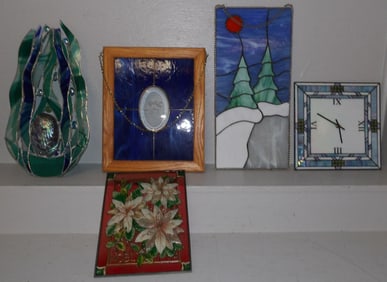 lot of leaded stain glass sun catchers