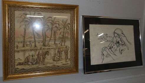 framed tapestry and framed needlework