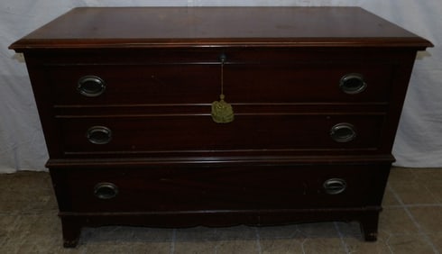 mahogany cedar lined blanket chest with one drawer
