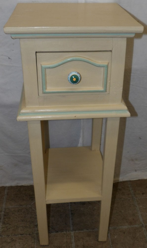 painted wood one drawer stand (1 of 6)