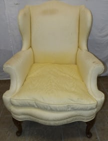 Upholstered Queen Anne Style Wing Back Chair