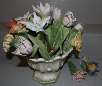 Painted Porcelain Flower Arrangement, As Is