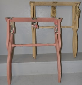 Two Vintage Painted Wood Luggage Racks