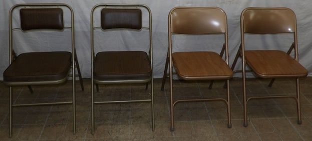 Four Painted Metal Folding Chairs