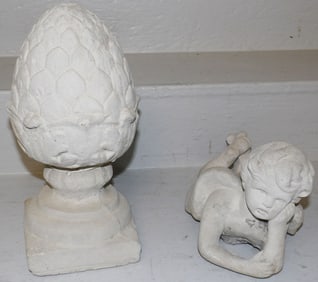 Concrete Artichoke Finial & Cupid Figure