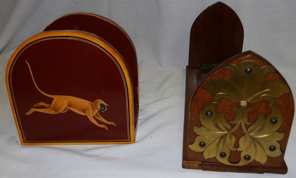 Painted Wood Letter Holder & Folding Walnut Book Stand (1 of 4)