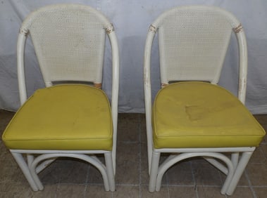 Two Painted Rattan Side Chairs