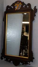 Mahogany Framed Mirror with Phoenix Bird Crest