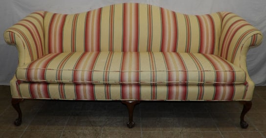 Upholstered Camel Back Sofa with Ball & Claw Feet