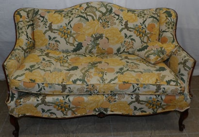 Cherry & Upholstered French Provincial Loveseat