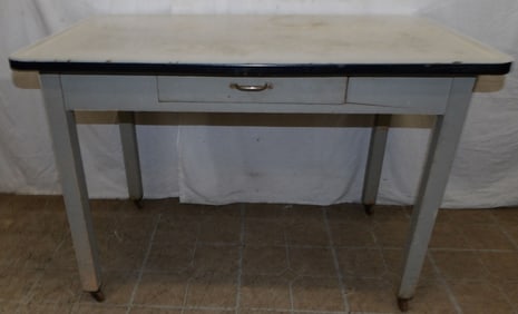 Antique Enamel Top Table