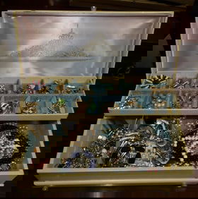 Lot of Costume Jewelry in Dresser Box