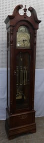 Cherry Grandfather Clock with Brass Dial by Ridgeway