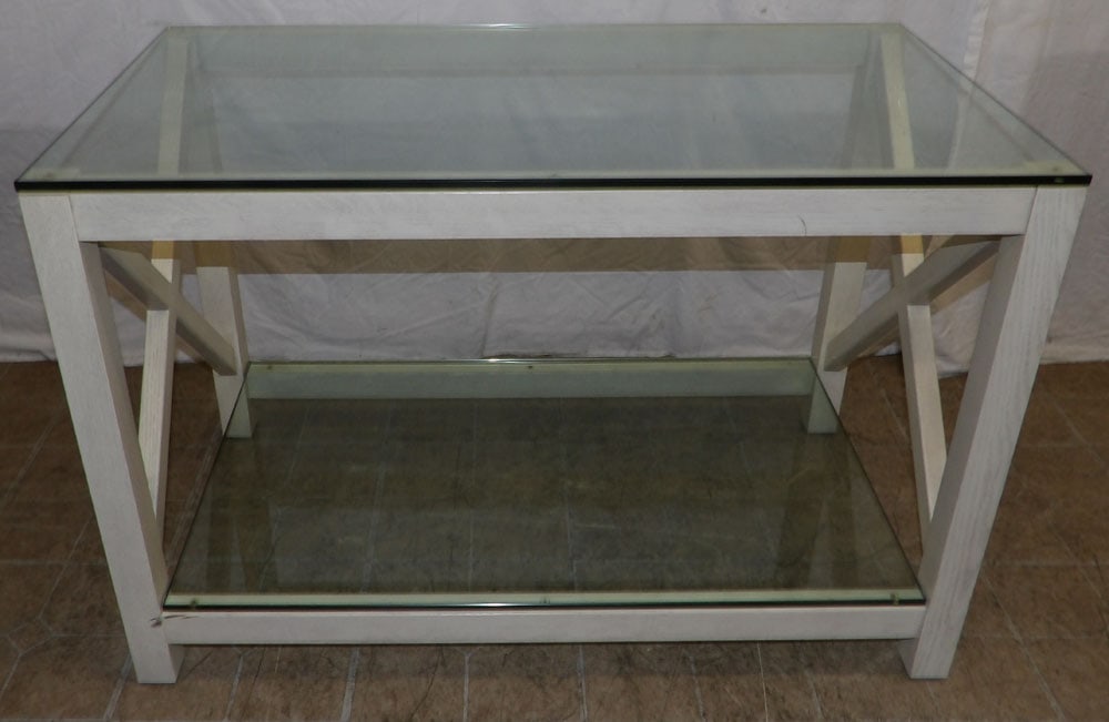 Modern Painted Oak Console with Glass Top (1 of 3)