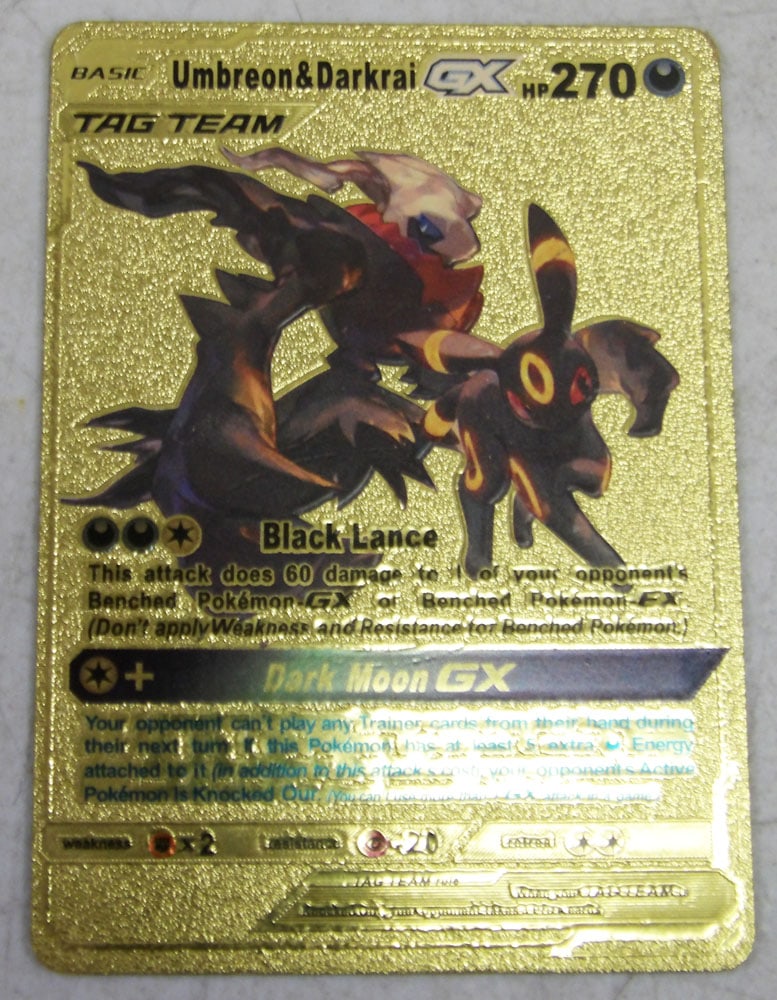 Pokémon Gold Tag Team Collectors Card: Pokémon Gold Tag Team Collectors Card. 3 1/2" x 2 1/2" ALL DESCRIPTIONS AND ANY CONDITION STATEMENT GIVEN BY LANGSTON AUCTION GALLERY ARE STRICTLY OPINIONS AND LANGSTON'S SHALL HAVE NO RESPONSIBI