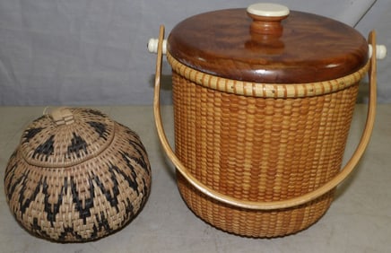 Native American Basket & Nantucket Style Basket with Maple Lid