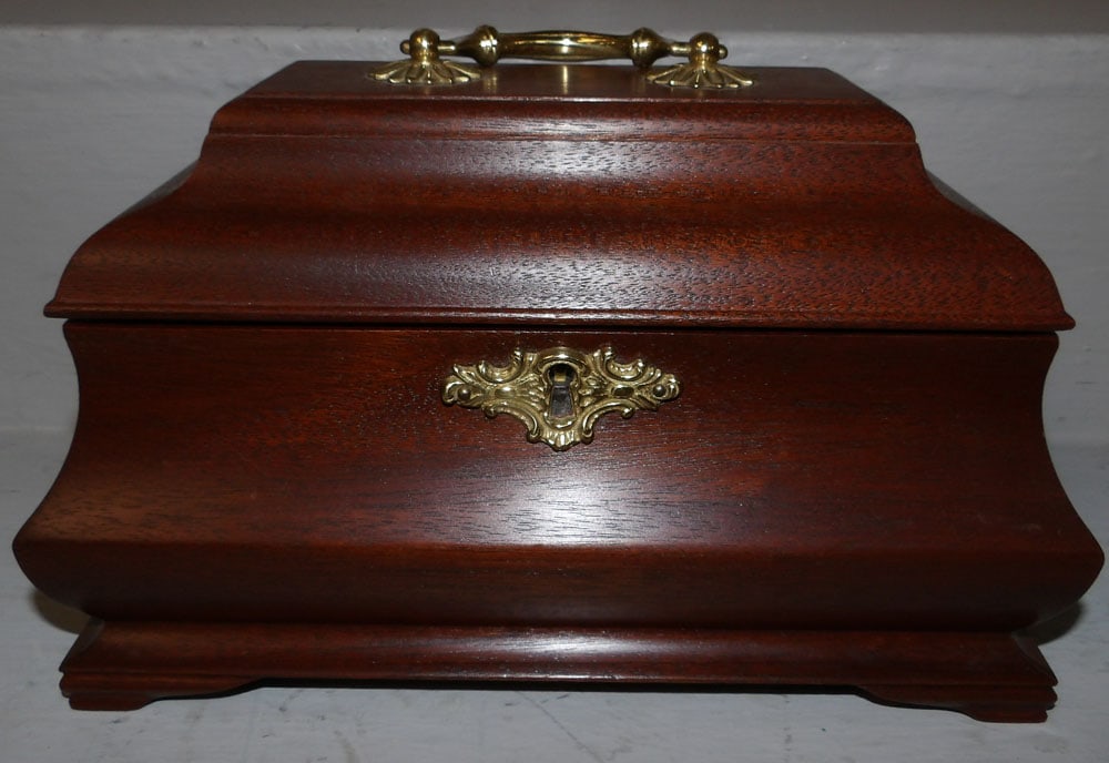 Mahogany Sarcophagus Caddy Form Box with Tray
