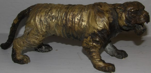 Bronze Tiger Form Sculpture