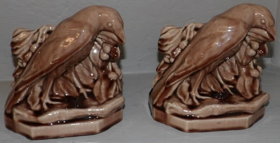 Pair of Rookwood Pottery Bird Bookends