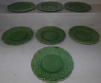 Two Antique Majolica Plates & Seven Majolica Style Plates
