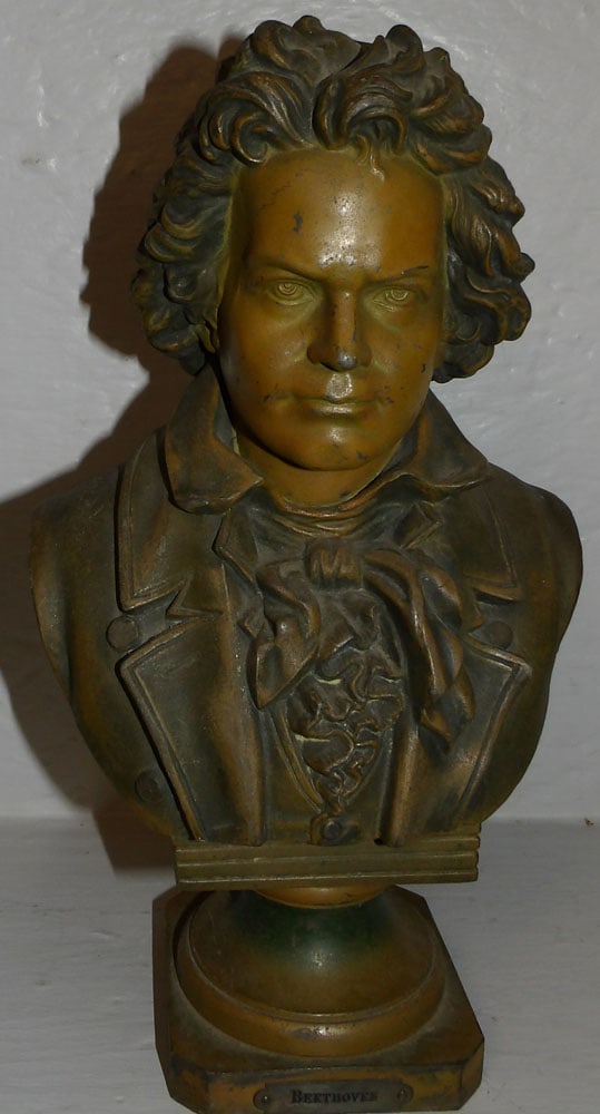 Painted Spelter Bust of Beethoven: Painted Spelter Bust of Beethoven . 11 1/4" H 7" W 4" D