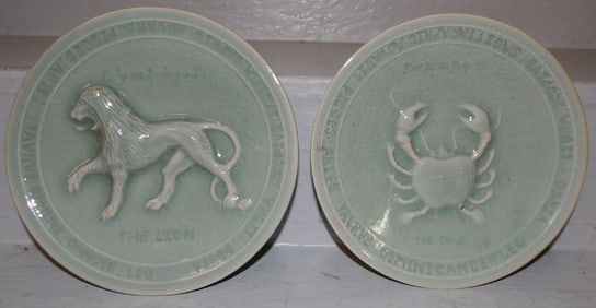 Two Celadon Porcelain Decorative Plates by Maitland Smith