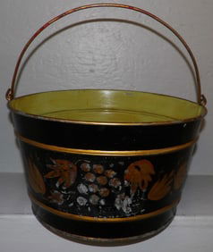 Hand Painted Tole Decorated Bucket