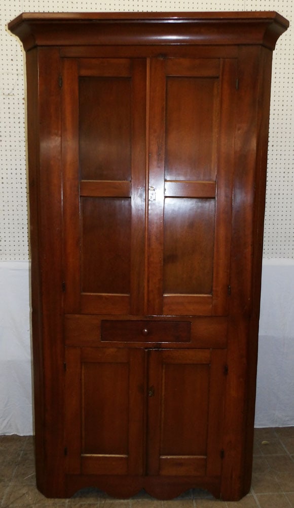 19th Century Cherry Blind Door Corner Cabinet (1 of 6)