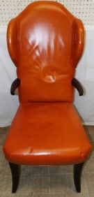 Cherry & Leather Upholstered Arm Chair