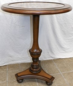 Painted Wood & Reverse Painted Glass Top Stand