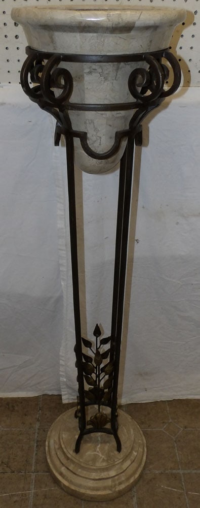Metal & Painted Resin Plant Stand: Metal & Painted Resin Plant Stand . 50" H 13" Dia.