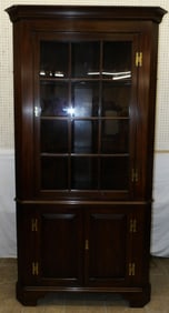 Mahogany Twelve Pane Glass Door Corner Cabinet by Henkel Harris