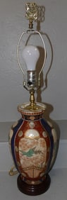 Painted Imari Style Porcelain Vase Made Into Lamp