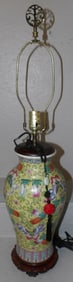 Hand Painted Oriental Porcelain Vase Made Into Lamp