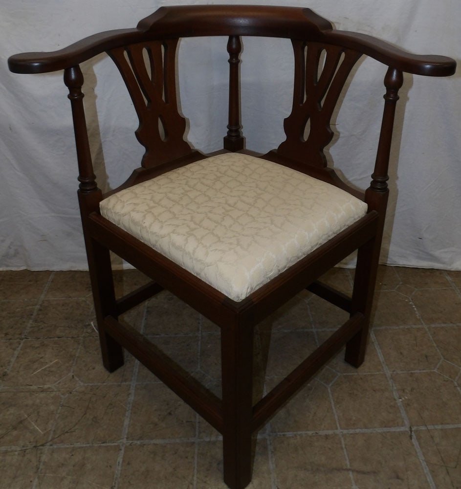 Mahogany Corner Chair by The Bartley Collection: Mahogany Corner Chair by The Bartley Collection . 32" H 30" W 25 1/2" D