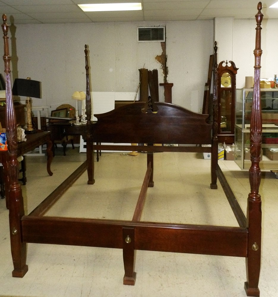 Cherry Rice Carved Four Post King Size Bed with Rails (1 of 5)