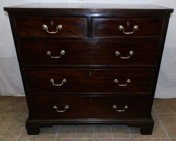19th Century Mahogany Two Over Three Drawer Chest with Fluted Quarter Columns