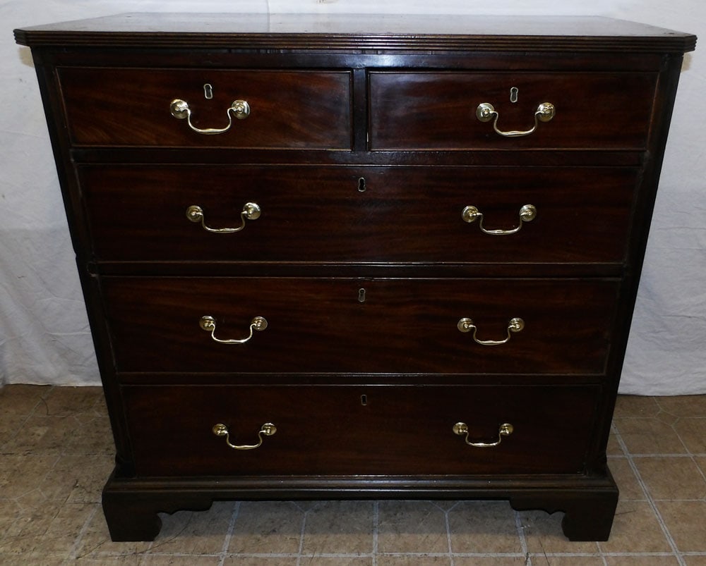 19th Century Mahogany Two Over Three Drawer Chest with Fluted Quarter Columns (1 of 7)