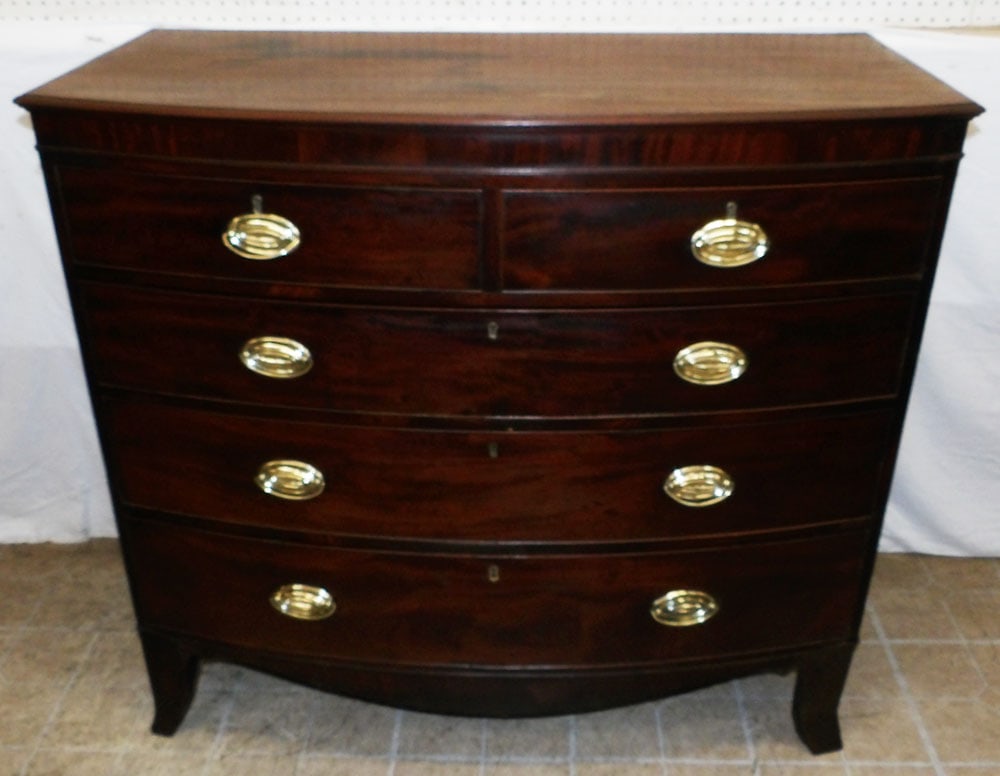 19th Century Mahogany Two Over Three Drawer Bow Front Chest (1 of 10)
