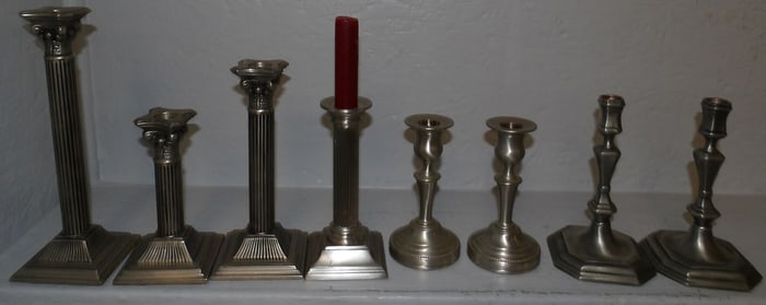Lot of Pewter Candlesticks