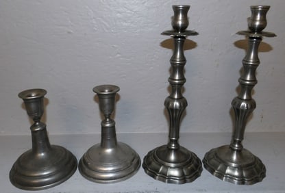 Two Pair of Pewter Candlesticks