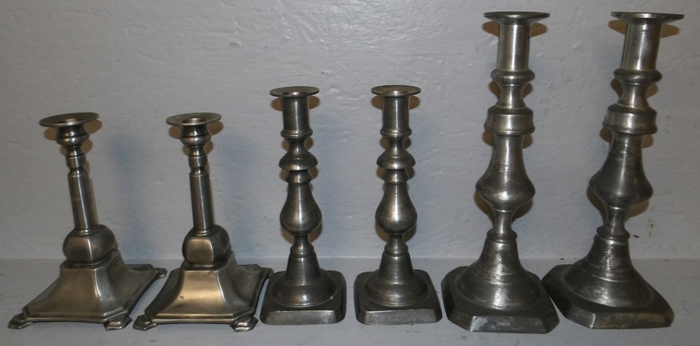Three Pair of Pewter Candlesticks (1 of 2)