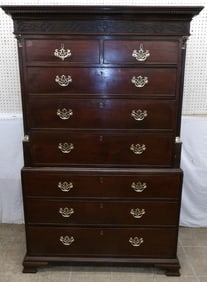 19th Century Mahogany Chest on Chest with Fluted Quarter Columns