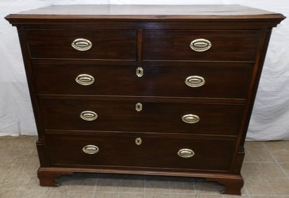 19th Century Mahogany Two Over Three Drawer Chest with Fluted Quarter Columns