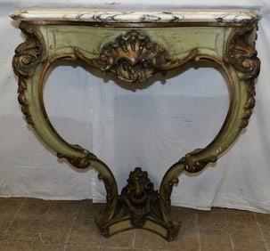 19th Century Venetian Marble Top Console with One Drawer