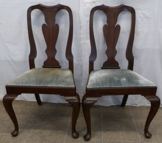 Pair of Mahogany Queen Anne Style Side Chairs by Henkel Harris