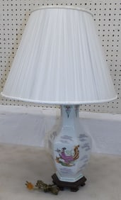 Hand Painted Oriental Porcelain Vase Made Into Lamp