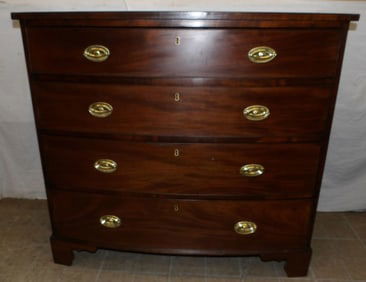 19th Century Mahogany Bow Front Four Drawer Chest