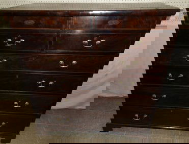 19th Century Mahogany Inlaid Two Over Two Over Four Drawer Chest