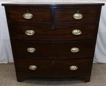 19th Century Mahogany Two Over Three Bow Front Chest